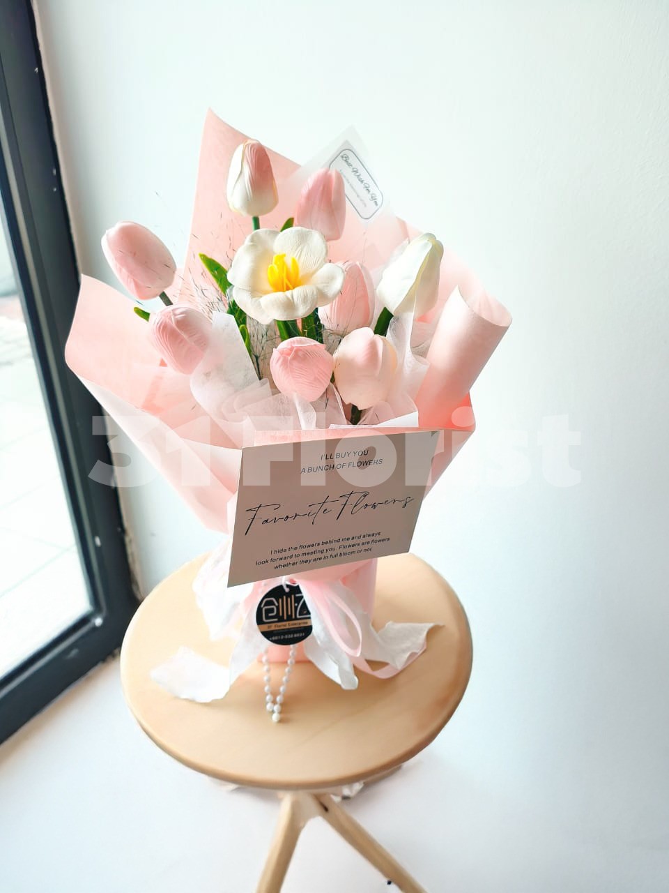 粉色系郁金香花束